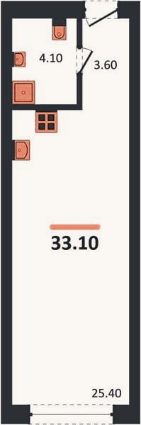 Планировка: Студия, 33,1 м²