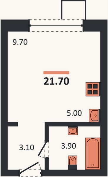 Планировка: Студия, 21,7 м²