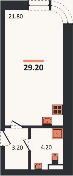 Планировка: Студия, 29,2 м²