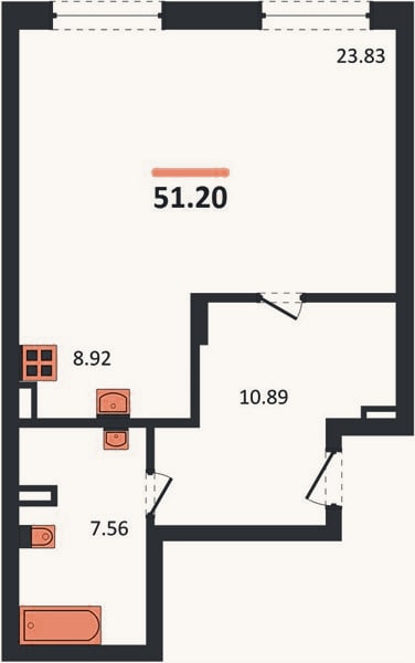 Планировка: Студия, 51,2 м²