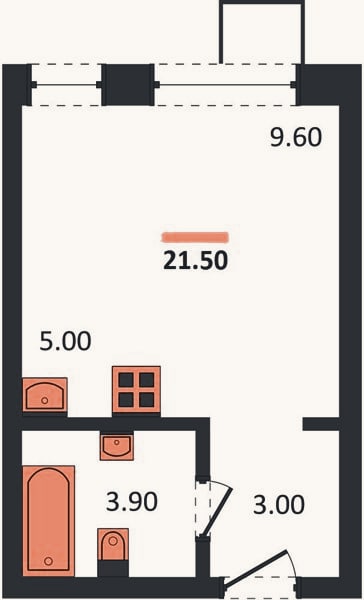 Планировка: Студия, 21,5 м²