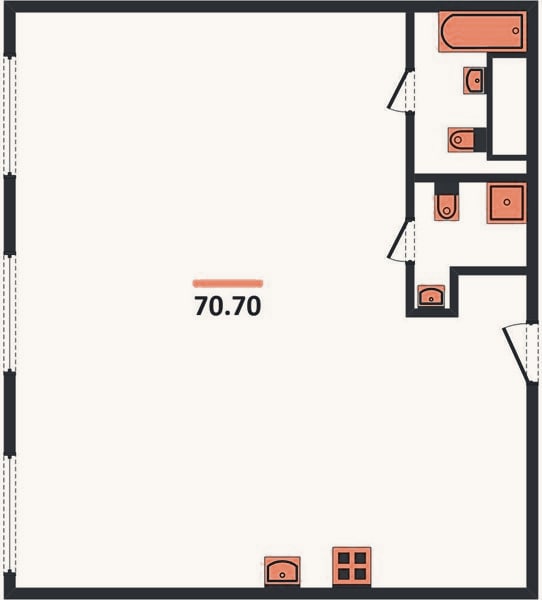 Планировка: 2-к, 70,7 м²