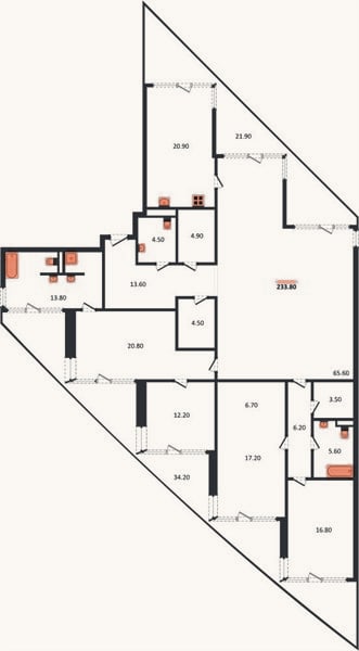Планировка: 3-к, 236,7 м²