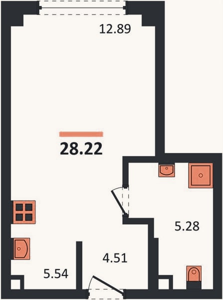 Планировка: Студия, 28,2 м²