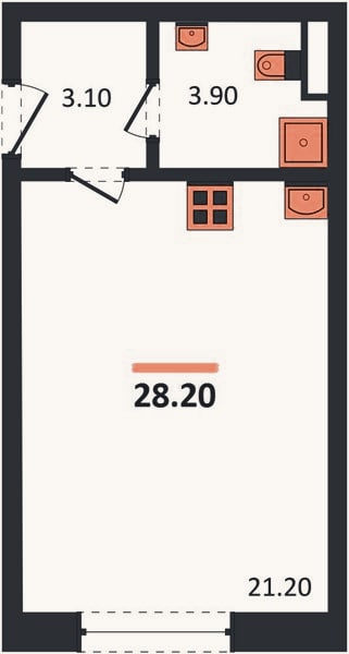 Планировка: Студия, 28,2 м²