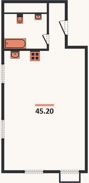 Планировка: Студия, 45,2 м²