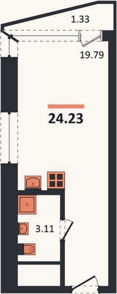 Планировка: Студия, 24,2 м²
