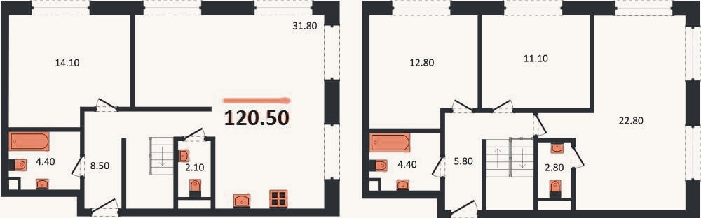 Планировка: 4+ к, 120,5 м²