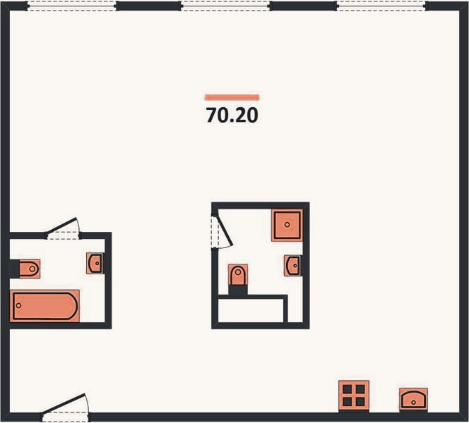 Планировка: 2-к, 70,2 м²