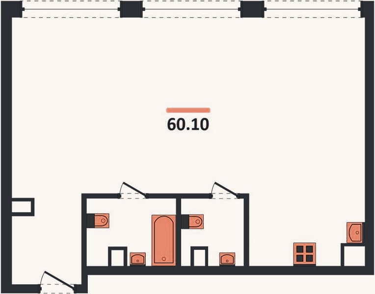 Планировка: 2-к, 60,1 м²