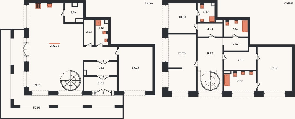 Планировка: 4+ к, 203,2 м²