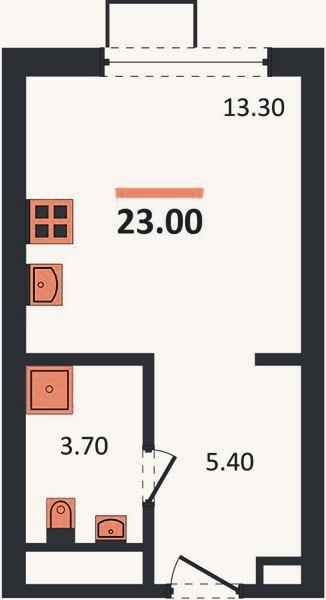 Планировка: Студия, 23 м²