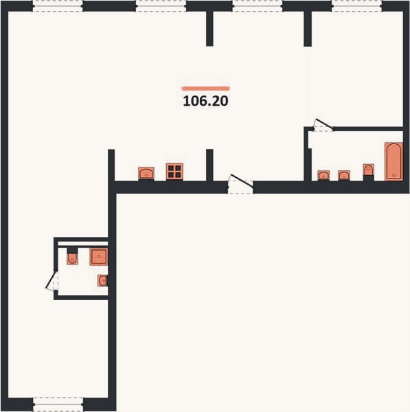 Планировка: 3-к, 106,2 м²