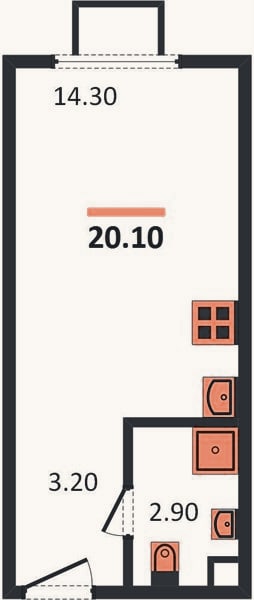 Планировка: Студия, 20,1 м²