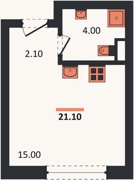 Планировка: Студия, 20,8 м²