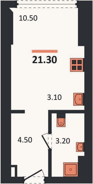 Планировка: Студия, 21,3 м²