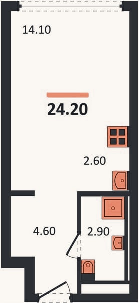 Планировка: Студия, 24,2 м²
