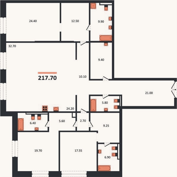 Планировка: 3-к, 219,1 м²