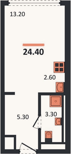 Планировка: Студия, 24,4 м²