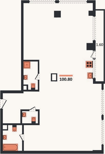 Планировка: 3-к, 100,8 м²