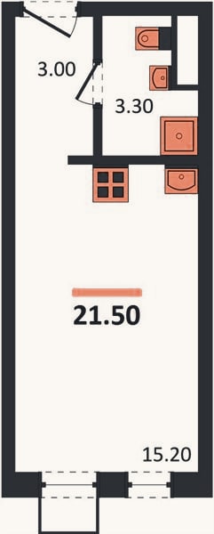 Планировка: Студия, 21,5 м²