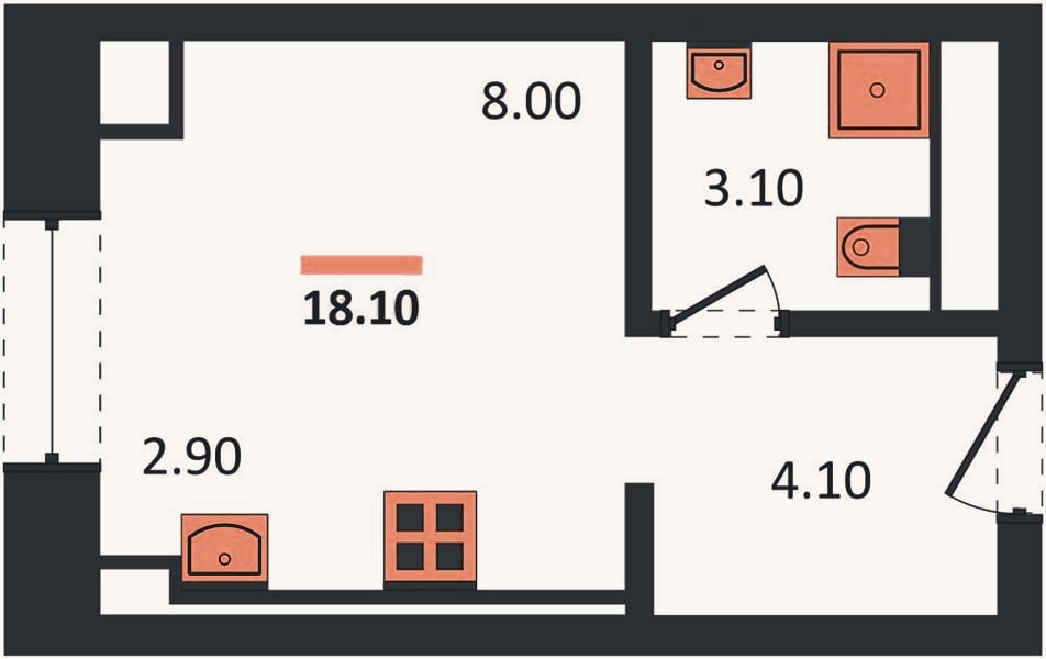 Планировка: Студия, 18,1 м²