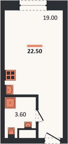 Планировка: Студия, 22,5 м²