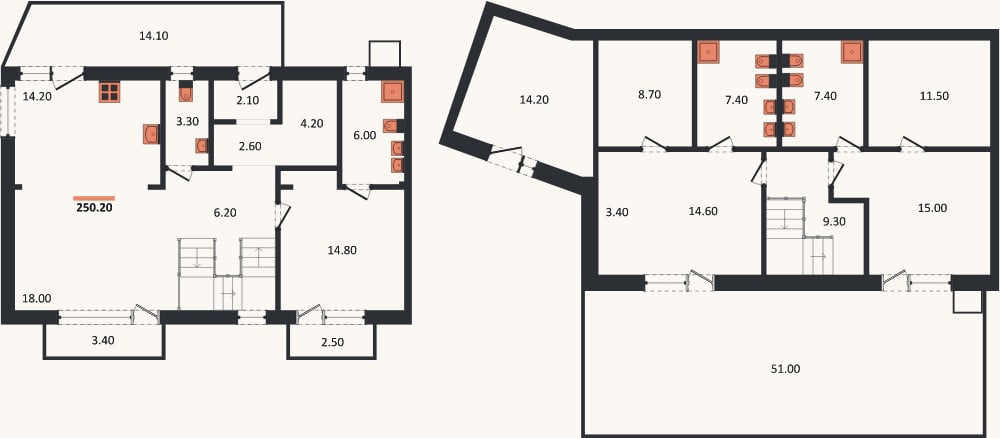 Планировка: 3-к, 250,2 м²
