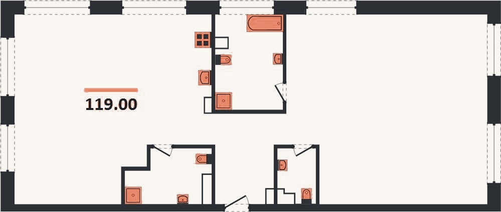 Планировка: 4+ к, 119 м²