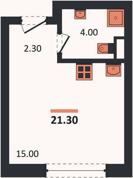Планировка: Студия, 21,3 м²