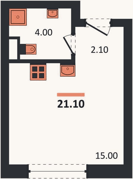 Планировка: Студия, 21,1 м²