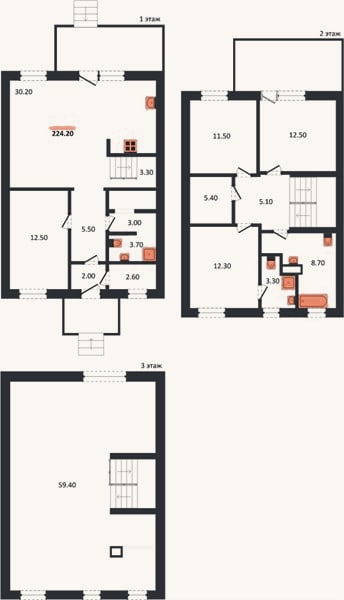 Планировка: 4+ к, 224,2 м²