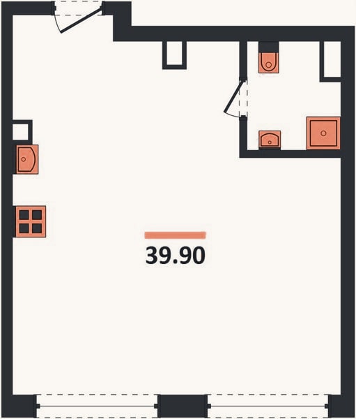 Планировка: 1-к, 40,3 м²