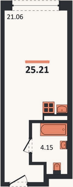 Планировка: Студия, 25,2 м²
