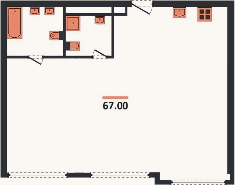 Планировка: 2-к, 65,6 м²