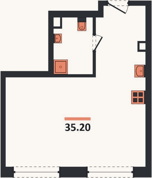 Планировка: 1-к, 35,2 м²