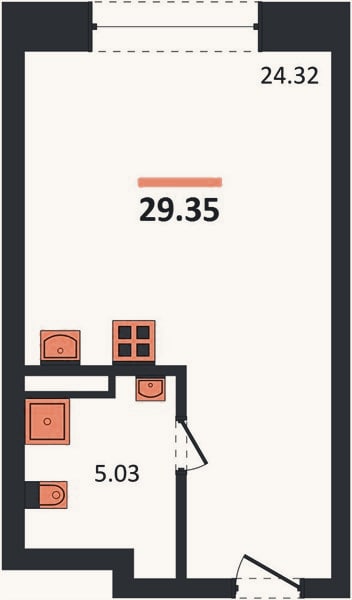 Планировка: Студия, 29,4 м²