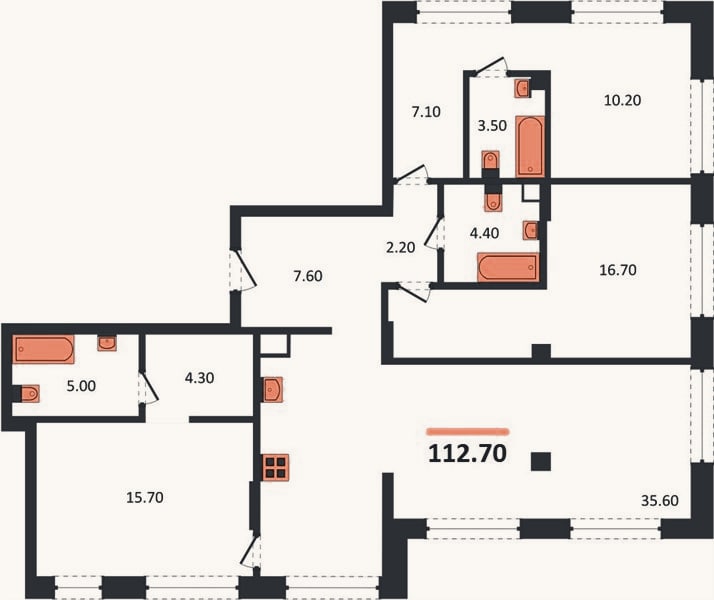 Планировка: 3-к, 112,7 м²