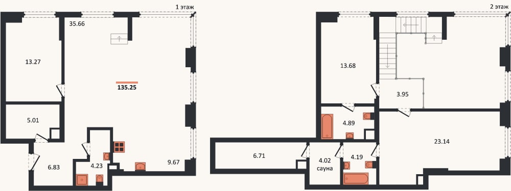 Планировка: 3-к, 135,3 м²