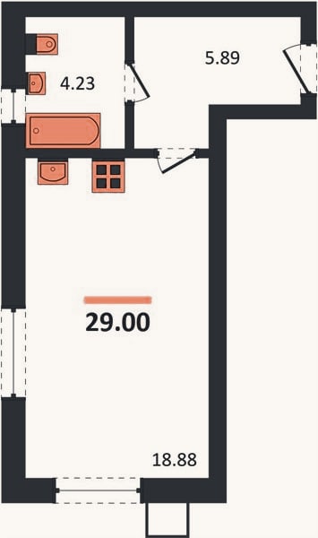 Планировка: Студия, 29 м²