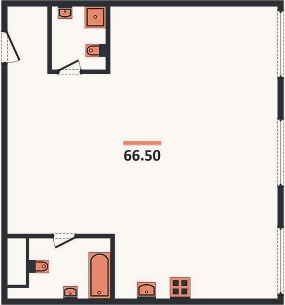 Планировка: 2-к, 66,5 м²