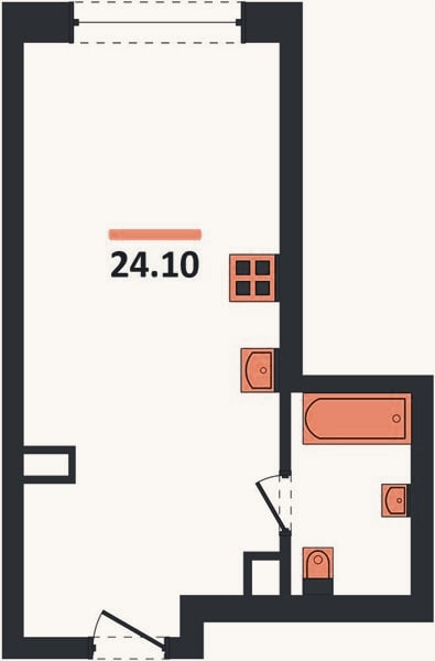 Планировка: Студия, 24,1 м²