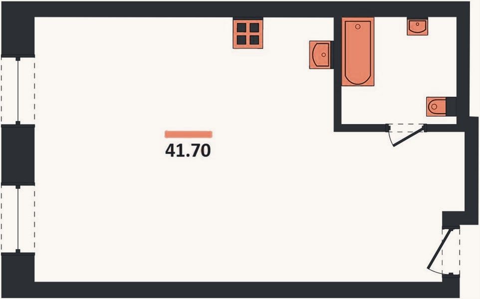 Планировка: Студия, 41,7 м²