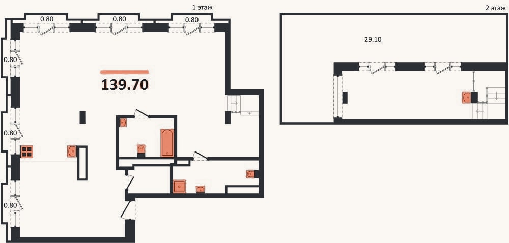Планировка: 3-к, 139,7 м²