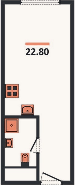 Планировка: Студия, 22,8 м²