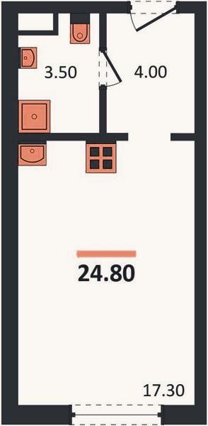 Планировка: Студия, 24,8 м²