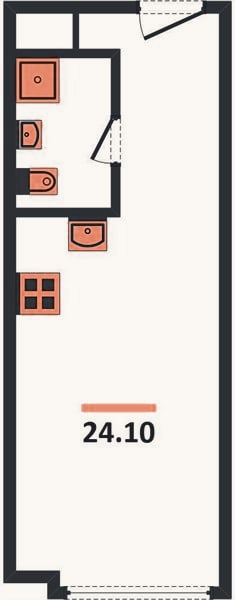 Планировка: Студия, 24,1 м²