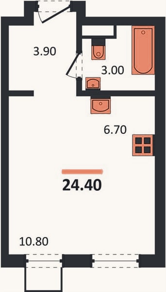 Планировка: Студия, 24,4 м²