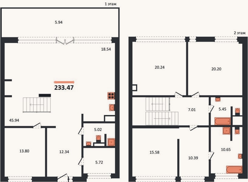 Планировка: 4+ к, 233,5 м²