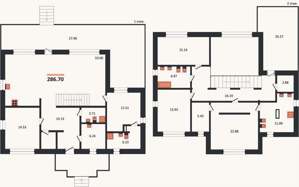Планировка: 4+ к, 286,7 м²